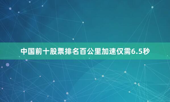 中国前十股票排名百公里加速仅需6.5秒